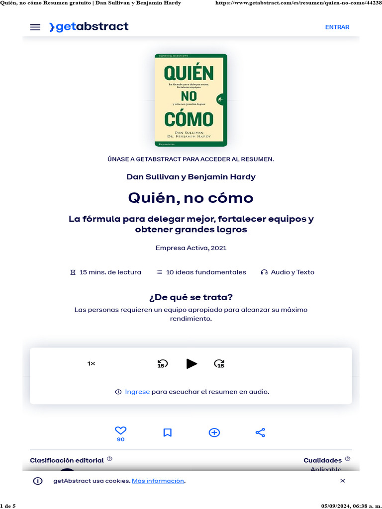 Quién, No Cómo Resumen Gratuito - Dan Sullivan y Benjamin Hardy | PDF