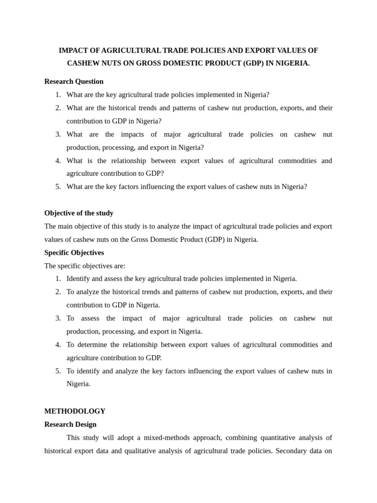 Impact of Agricultural Trade Policies and Export Values of Cashew Nuts ...