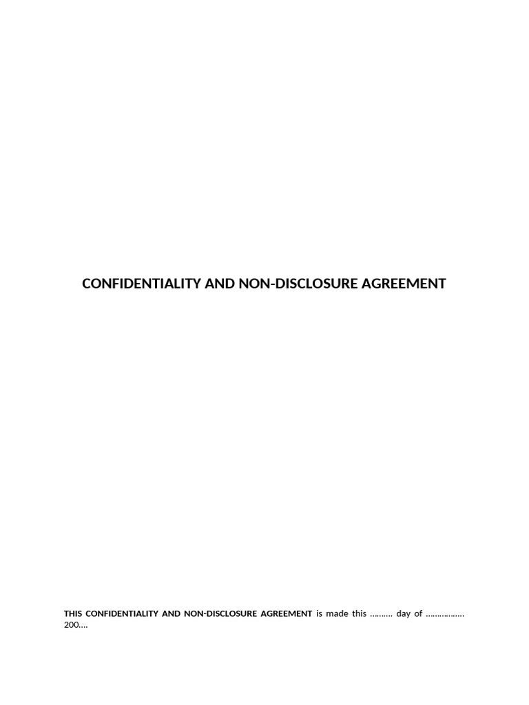 Sample Confidentiality Non Disclosure Agreement | PDF