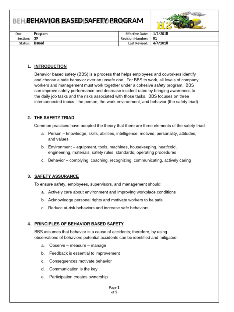 Behavior Based Safety Program PDF