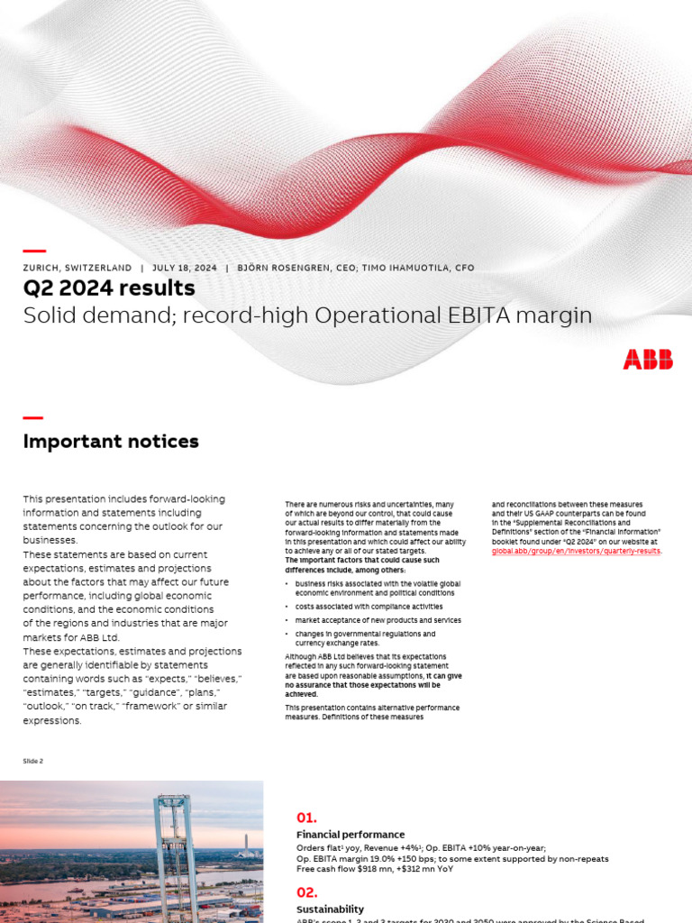 ABB Q2 2024 Financial Highlights | PDF | Economies