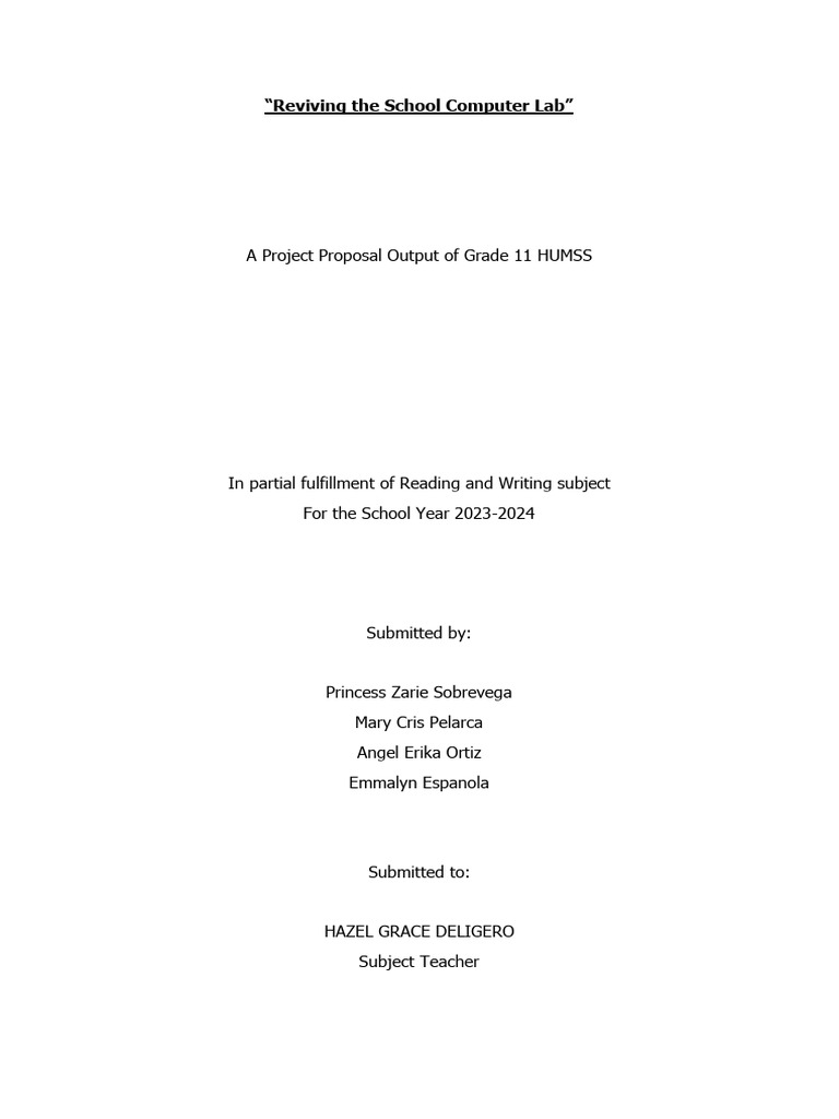 PROJECT PROPOSAL Reviving The School Lab | PDF | Teachers | Career & Growth