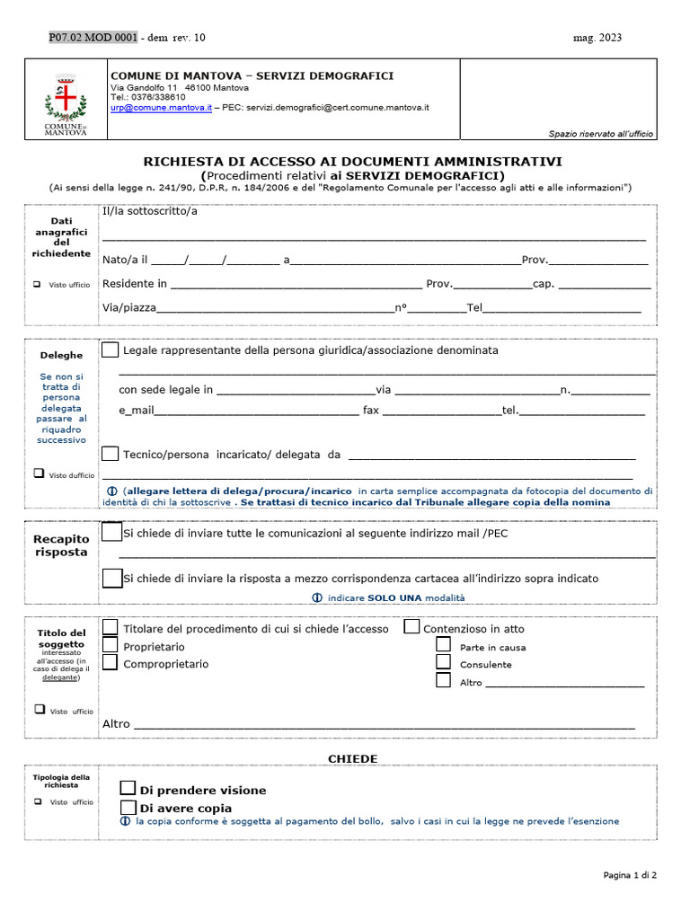 U0010 - Demogr - Richiesta Di Accesso Agli Atti-4 | PDF