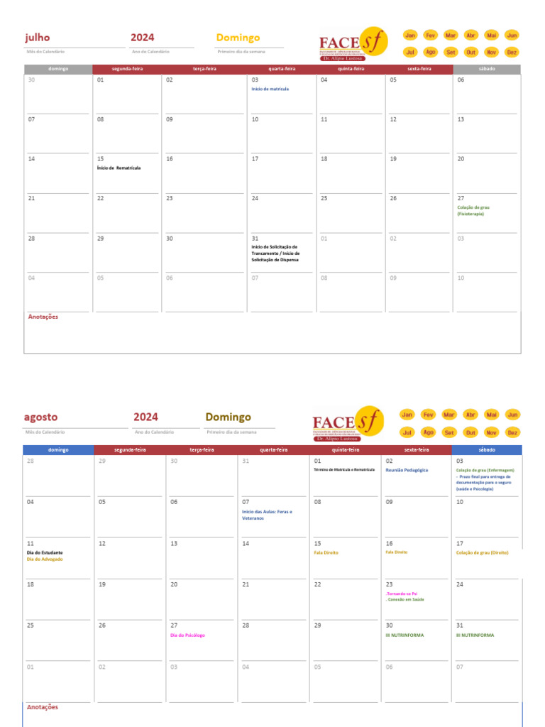 Calendario Academico 2024 2 | PDF