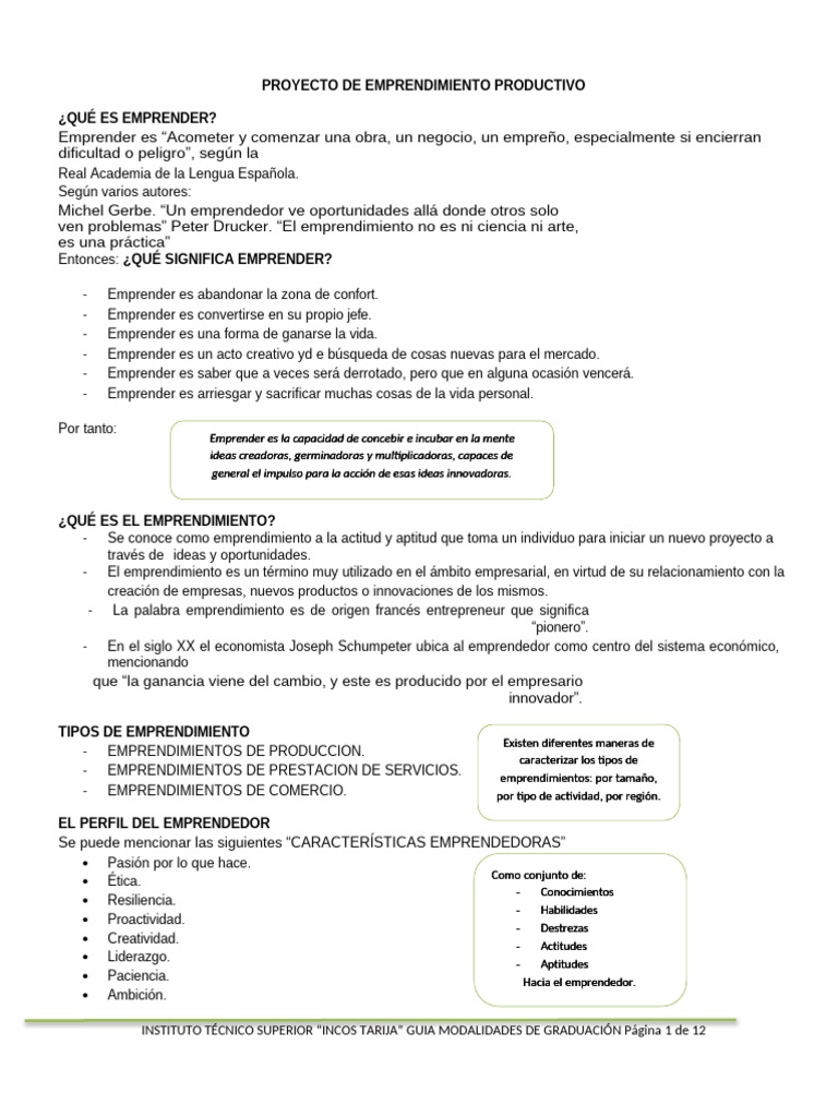 Guía para Proyecto de Emprendimiento | PDF | Economias | Finanças e ...