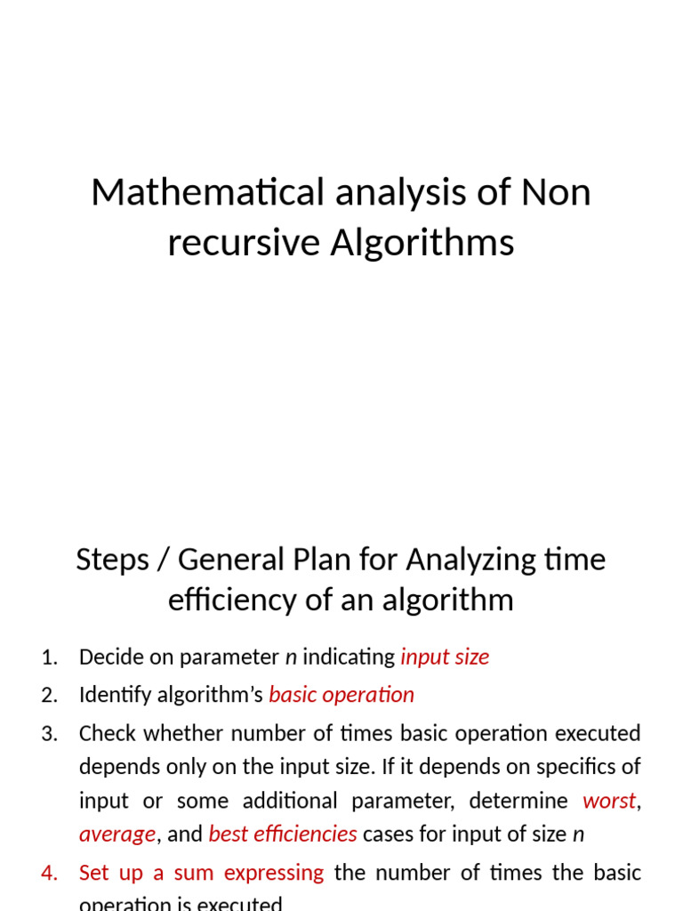 Mathematical Analysis of Non Recursive Algorithms v2 1709293316248 | PDF