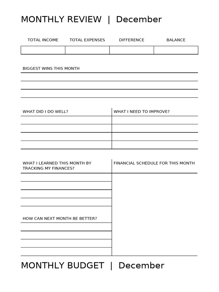 Monthly Financial Review and Budget | PDF