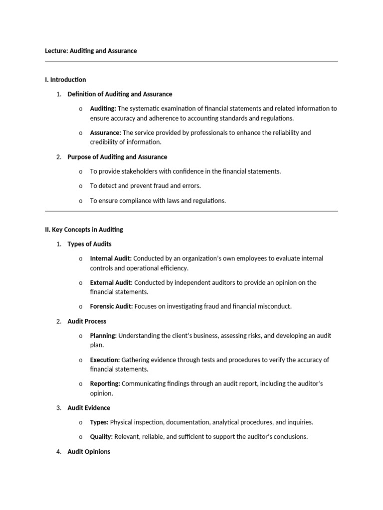 Auditing and Assurance Overview | PDF | Audit | Financial Audit