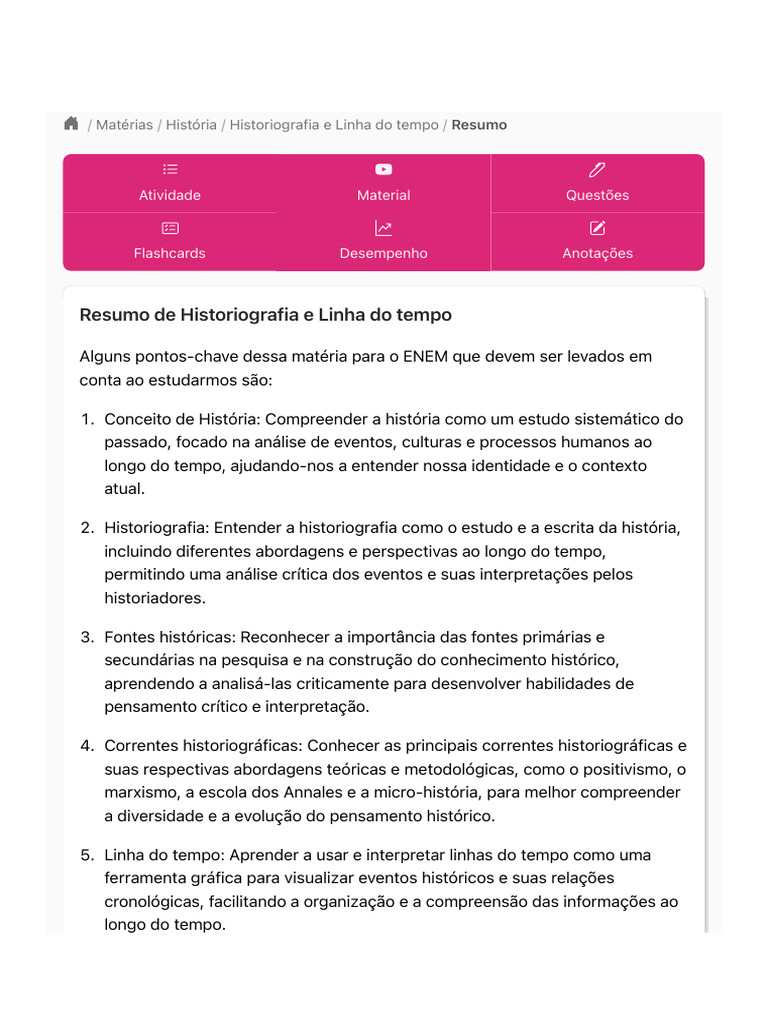 Resumo Historiografia e Linha Do Tempo | PDF