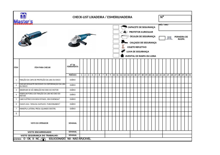 Check-List - Lixadeira - Esmerilhadeira | PDF