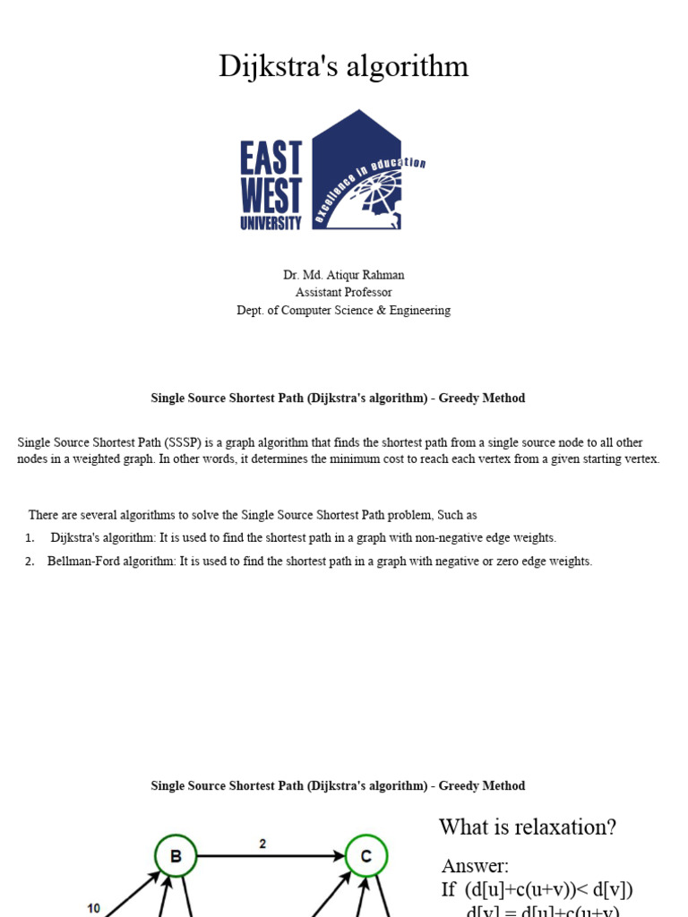 Slide Dijkstra's Algorithm | PDF