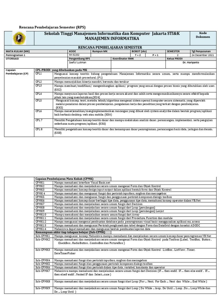 2 RPS Pemrograman 1 | PDF