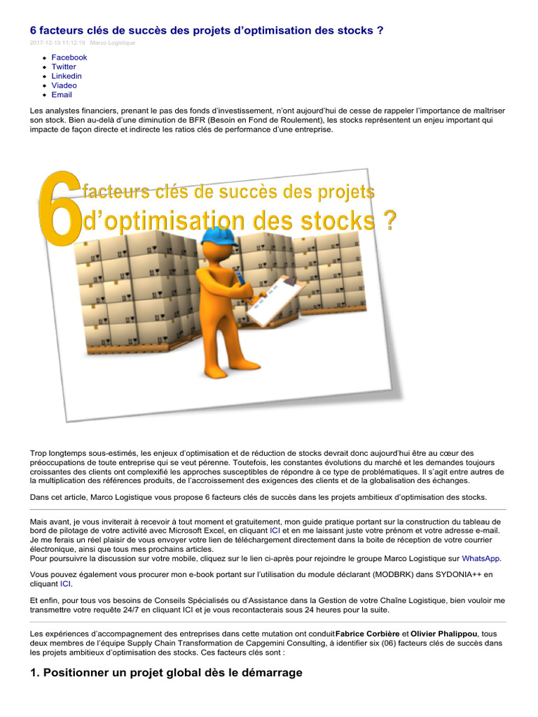6 clés pour optimiser vos stocks | PDF | Business | Évolution de carrière