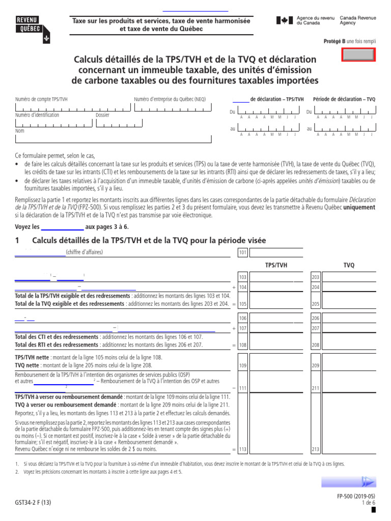 Déclaration FPZ-500 TPS/TVQ 2024 | PDF