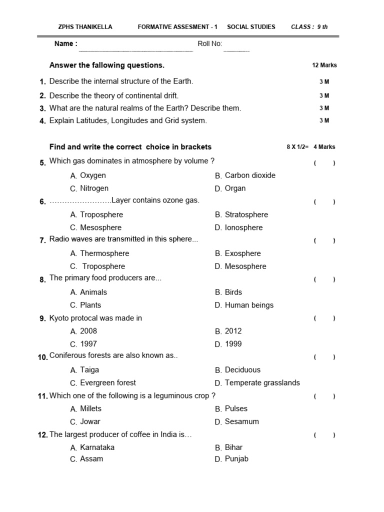 9th FA1 QP | PDF
