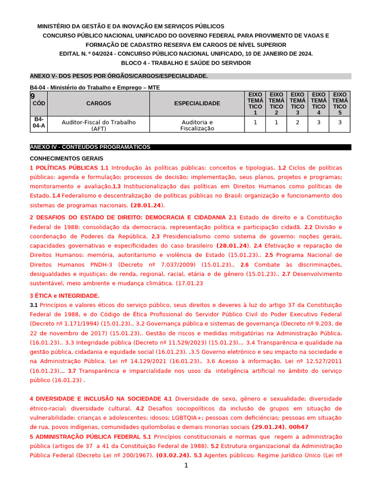 Conteúdos para Auditor Fiscal do Trabalho | PDF | Administração pública ...