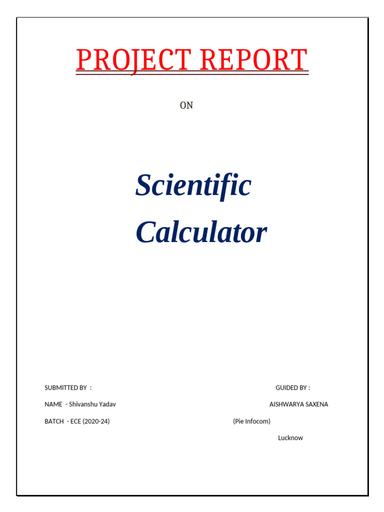 PROJECT REPORT Scientific Calculator SUB | PDF