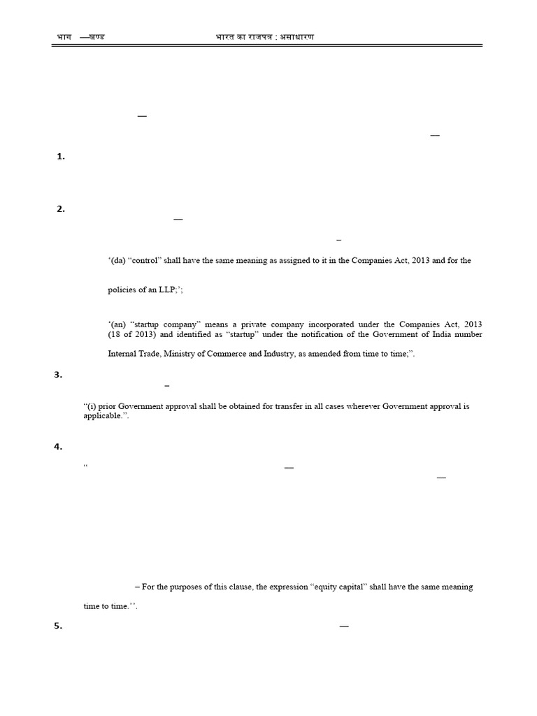 FEMA Non-Debt Instruments Amendment 2024 | PDF | Swap (Finance) | Business