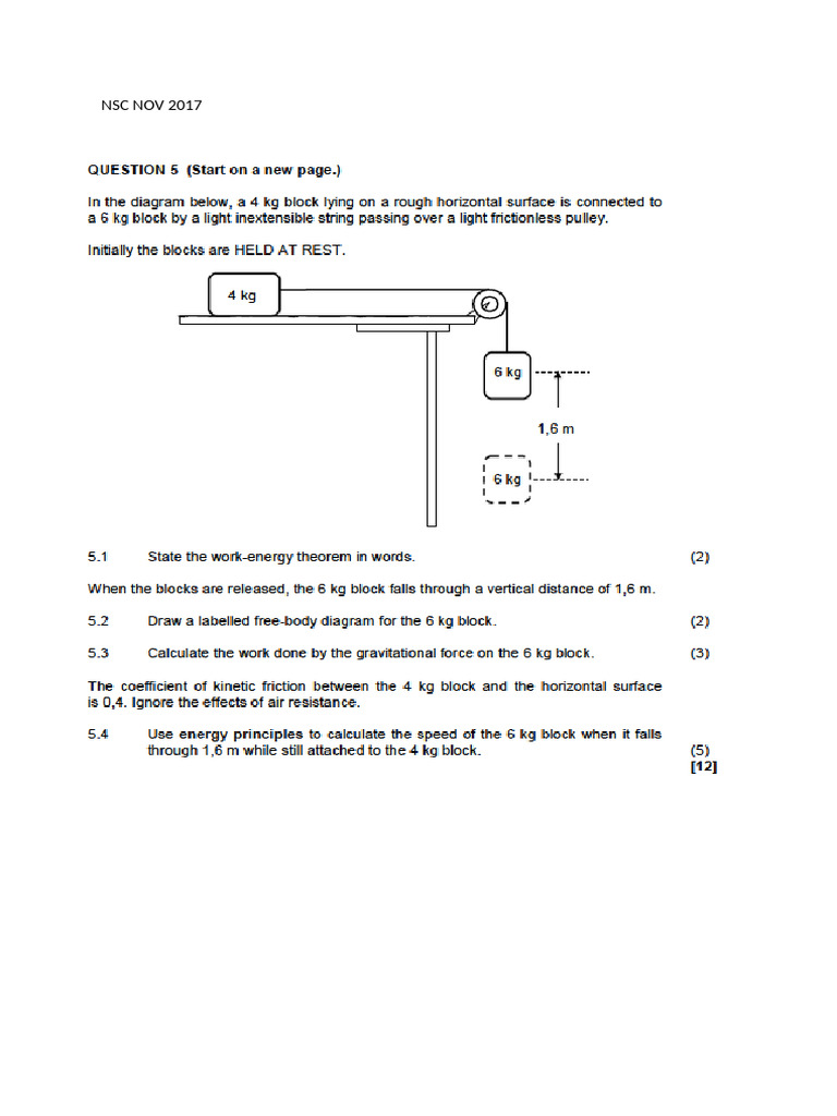 Work Energy Power Past Paper Questions | PDF