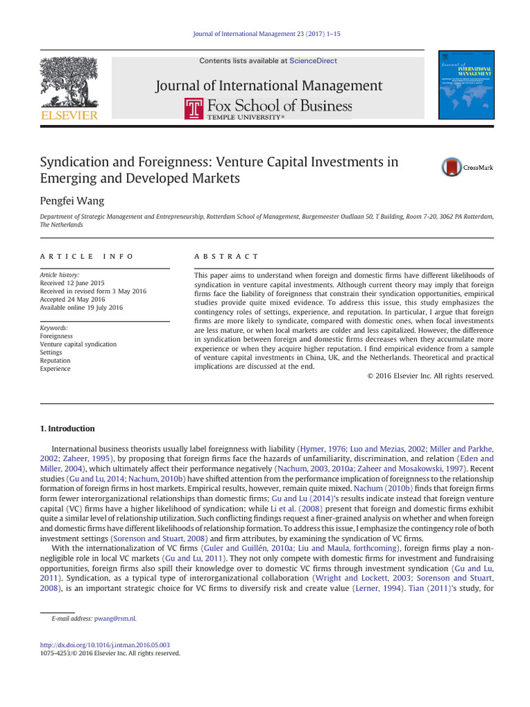 VCI in Emerging and Developed Market | PDF
