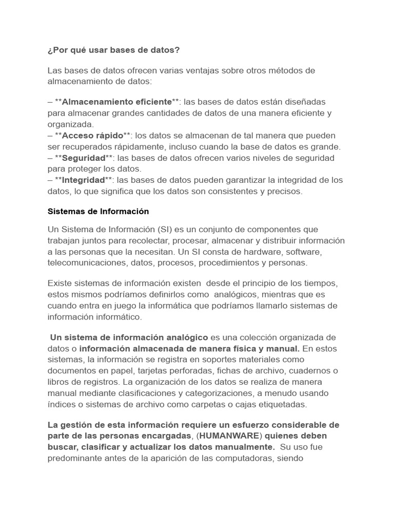 ¿Por Qué Usar Bases de Datos | PDF | Bases de datos | Tecnología