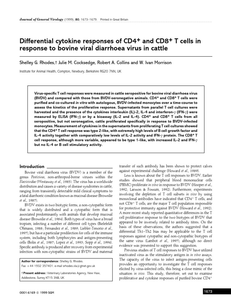 Differential Cytokine Responses of CD4 and CD8 T Cells in Response To ...