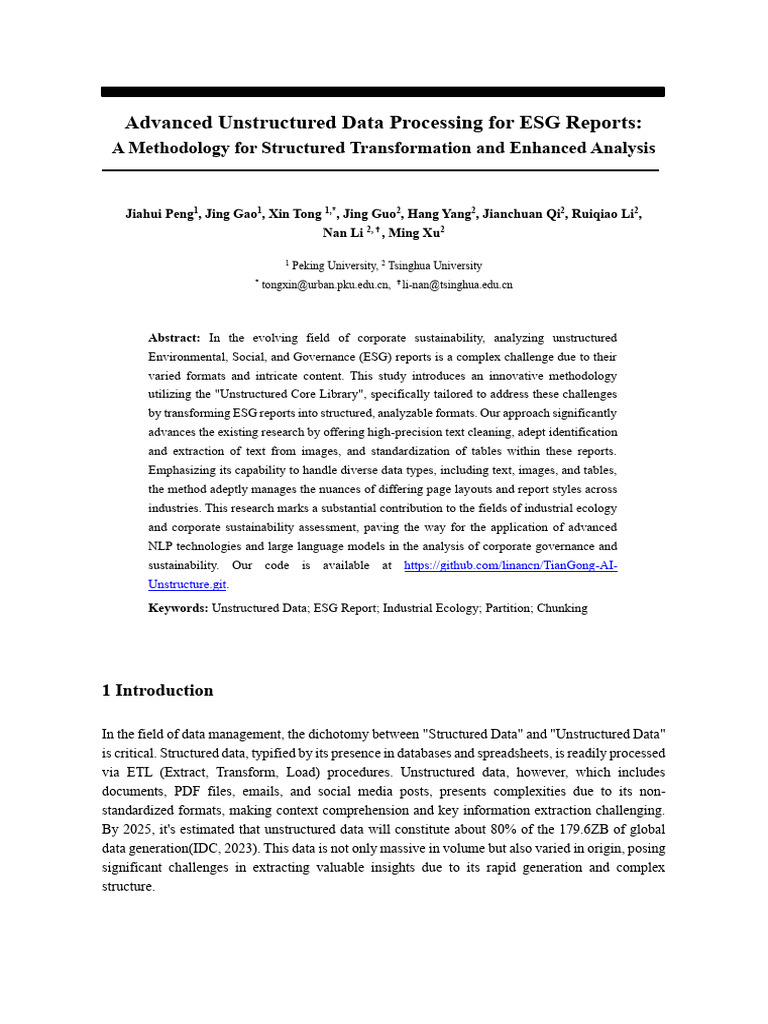 Peng Et Al. Advanced Unstructured Data Processing For ESG Reports | PDF ...