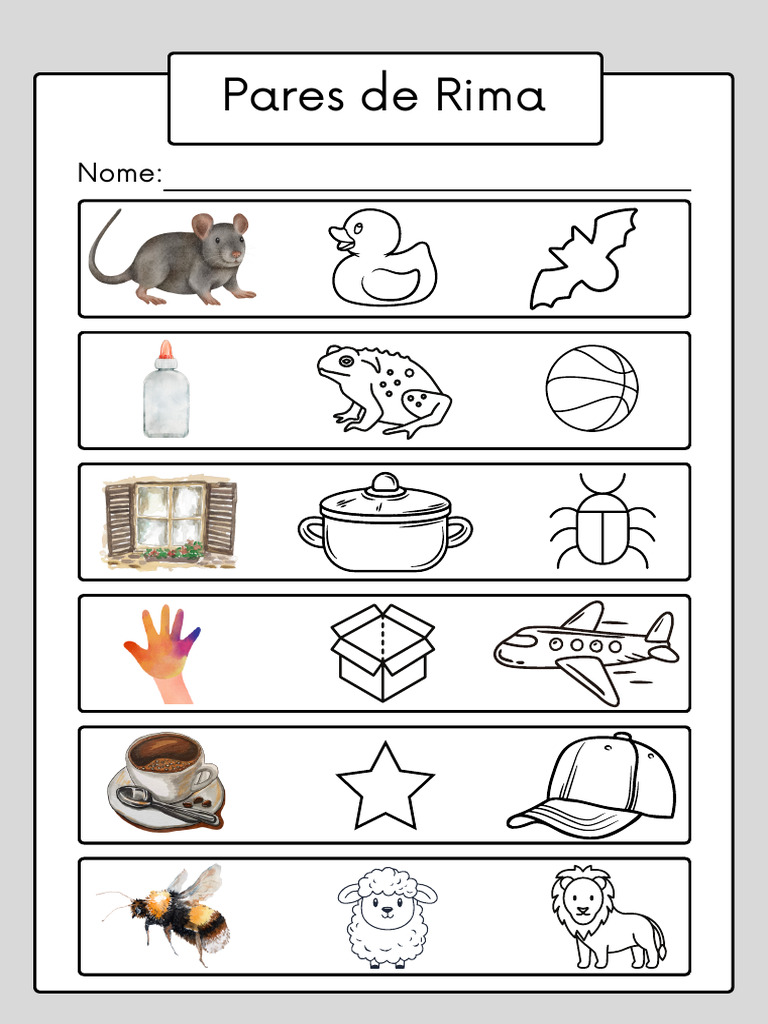 Ficha De Rimas Em Português Pdf