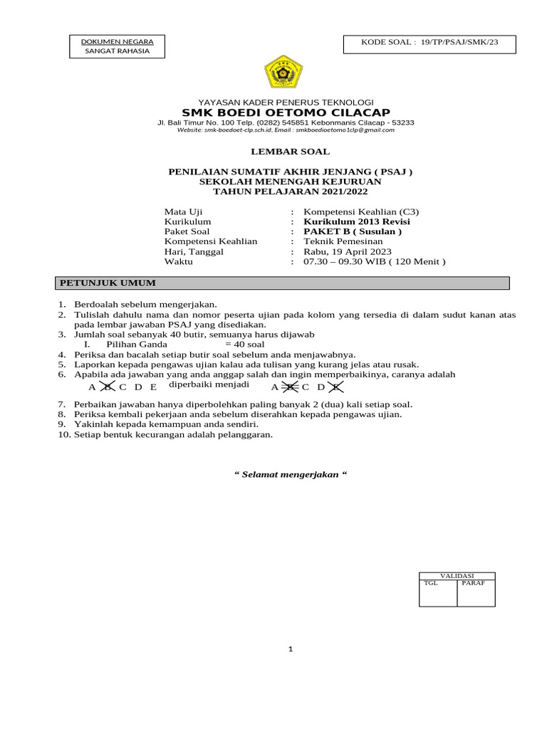 Latihan Soal PSAJ C3 TP | PDF