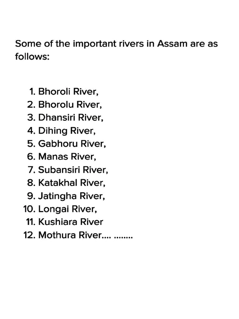 Some Important Rivers in Assam | PDF