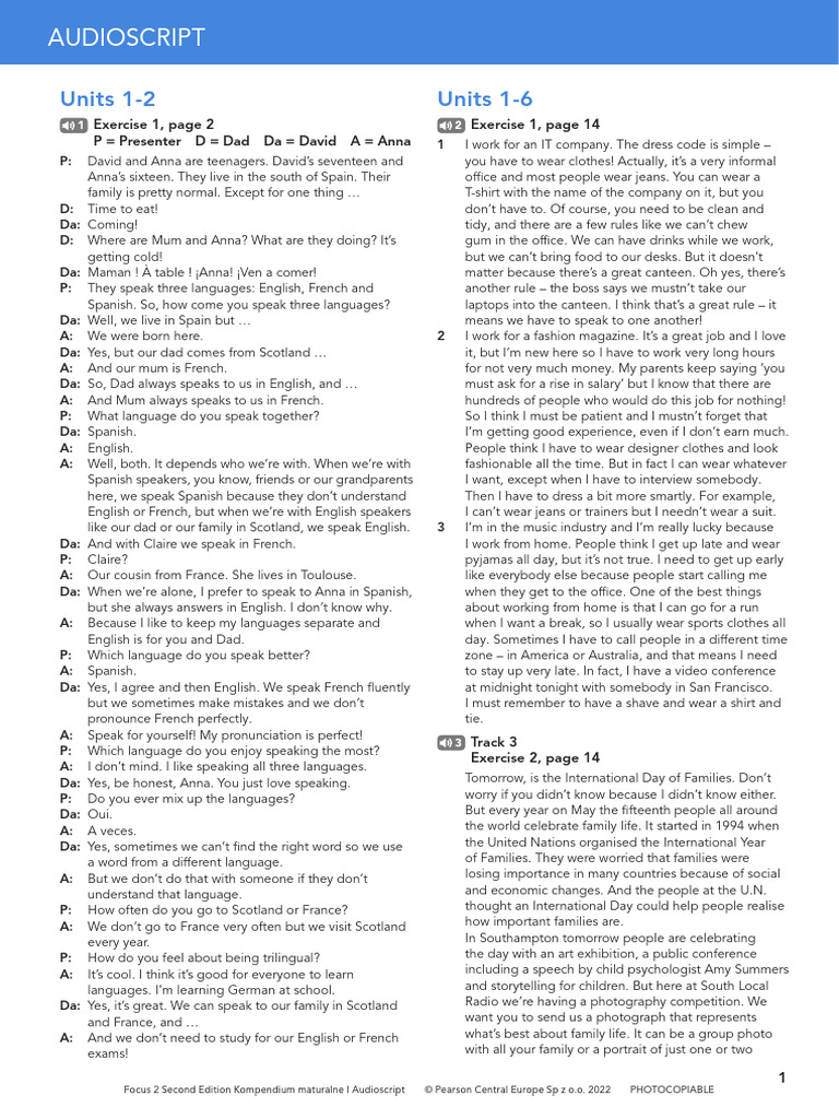 Focus 2 Second Edition Kompendium Maturalne Audioskrypt V02 Pdf