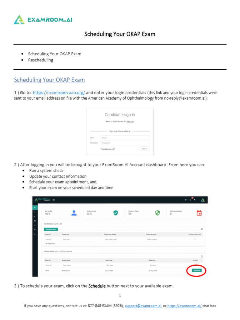 Scheduling Your OKAP Exam | PDF