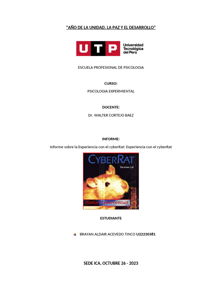 Experiencia con CyberRat en Psicología Experimental | PDF ...