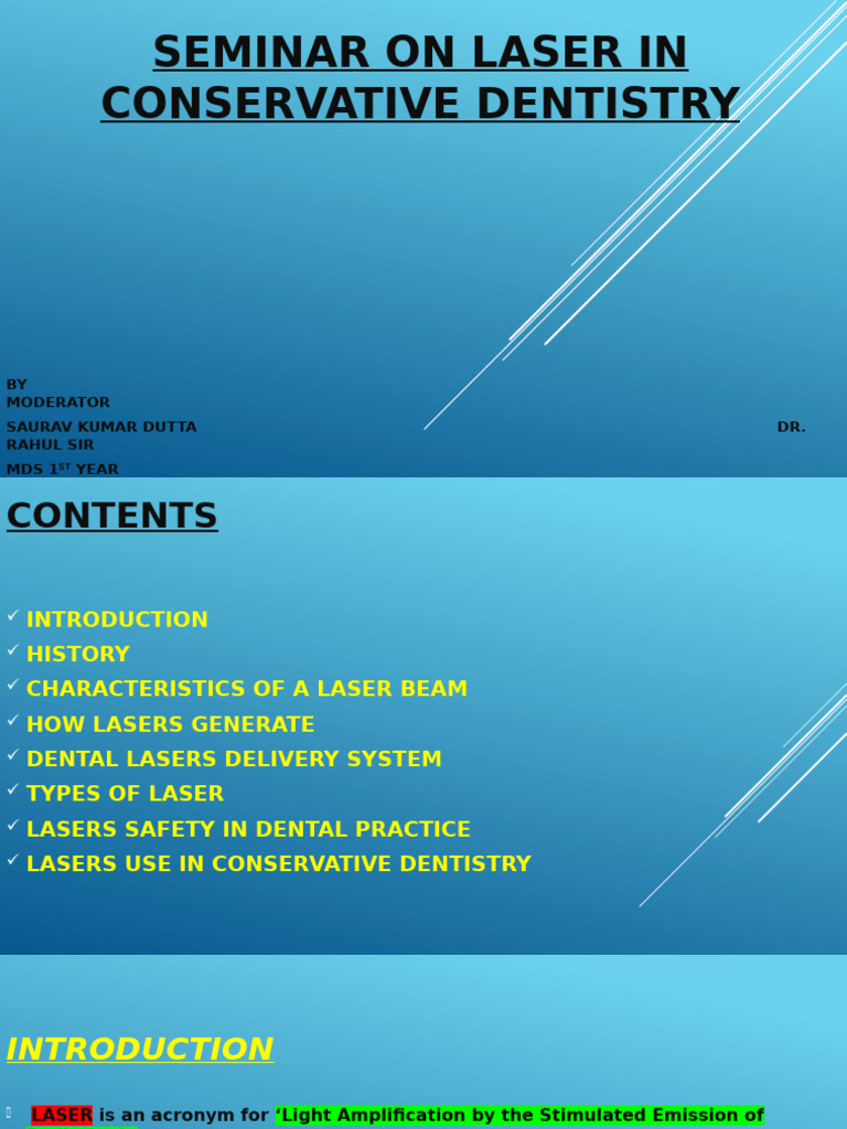 Seminar On Laser in Conservative Dentistry | PDF
