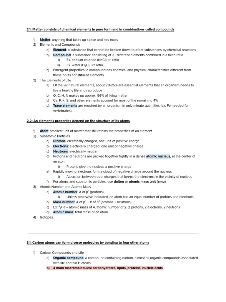 Unit 1 Biochem | PDF