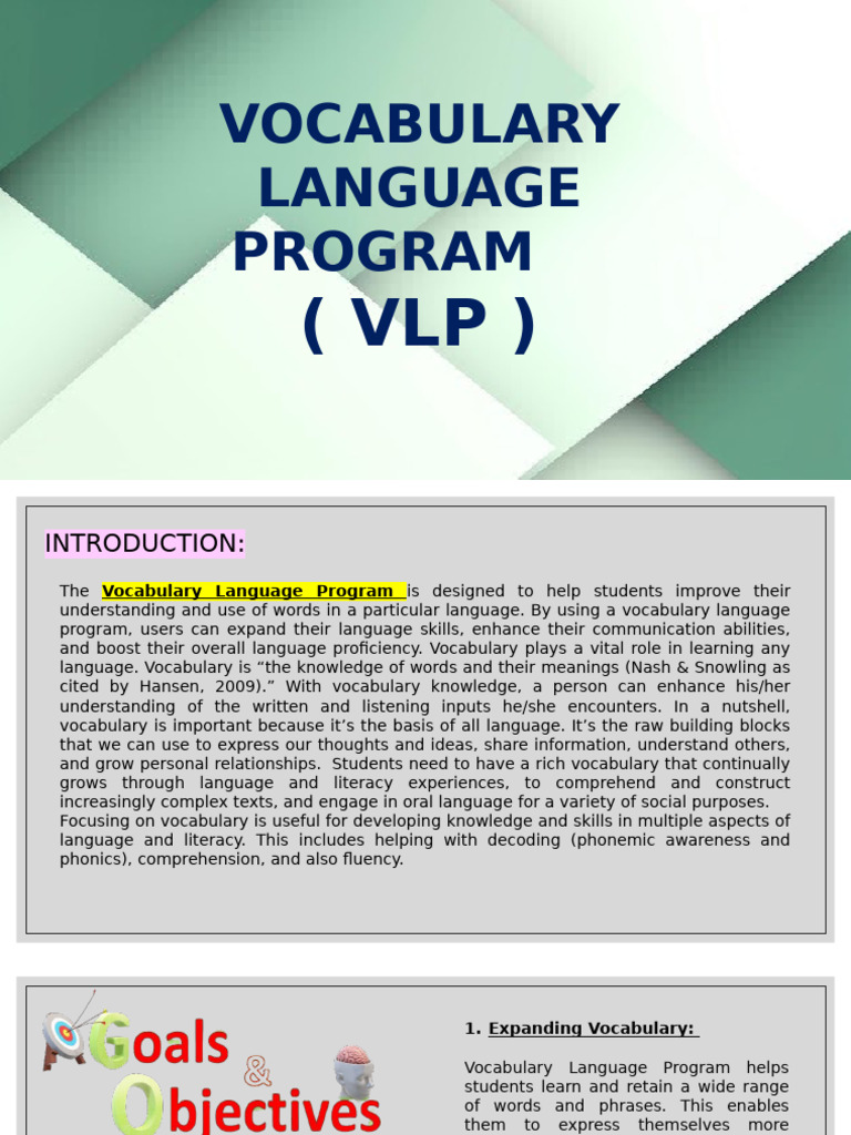 Vocabulary Language Program | PDF