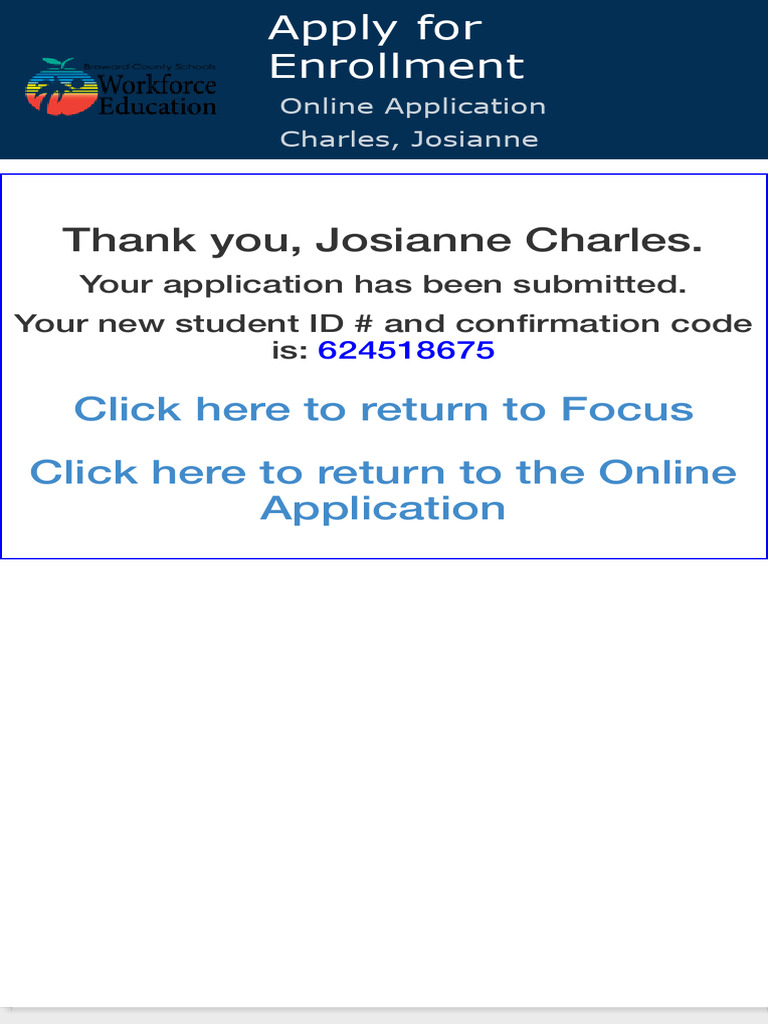 Apply For Enrollment - Broward - Focus | PDF