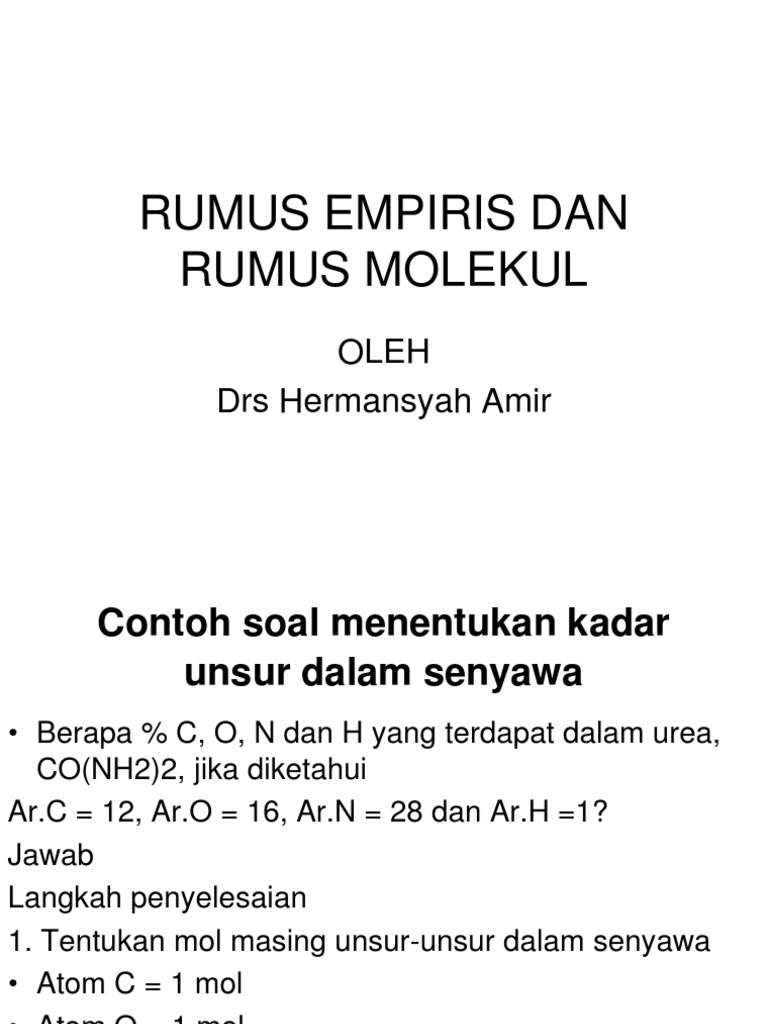 Rumus Empiris Dan Rumus Molekul