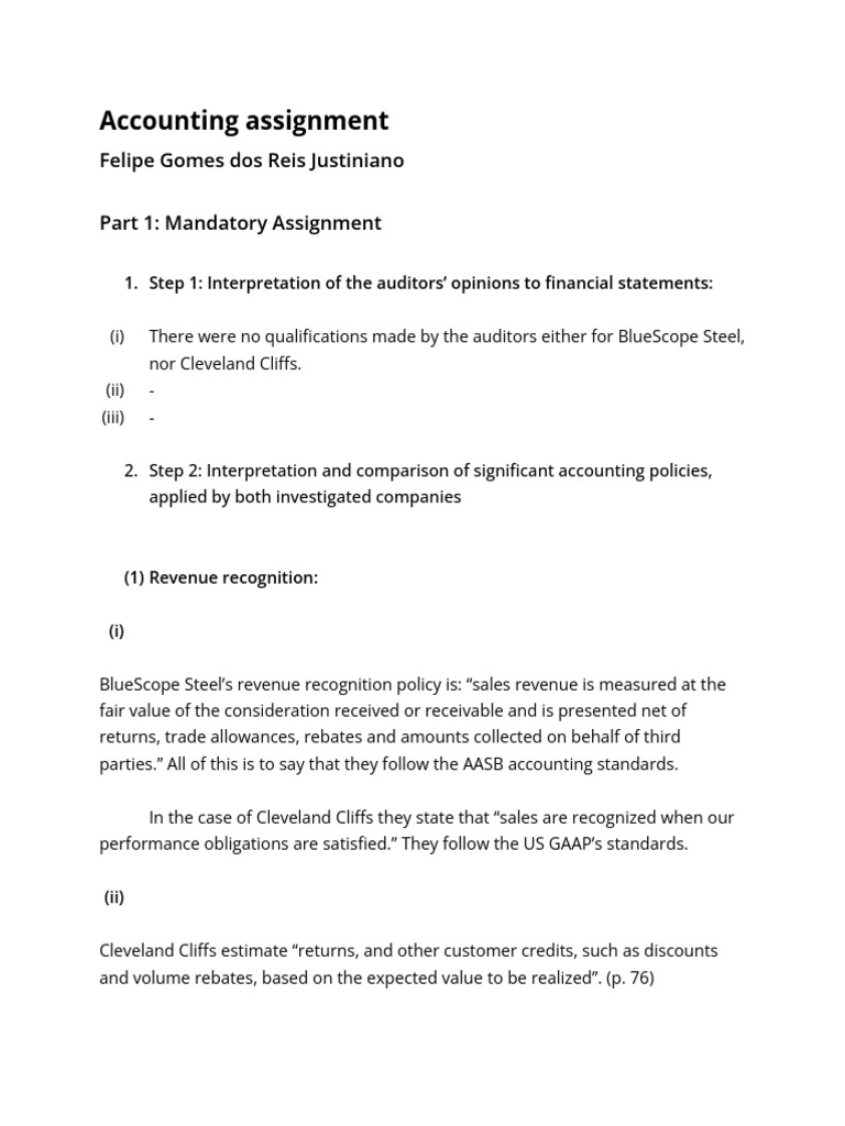 Accounting assignment | PDF