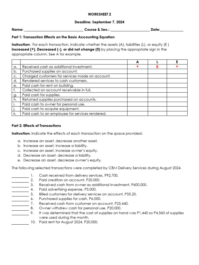 Worksheet 2 | PDF