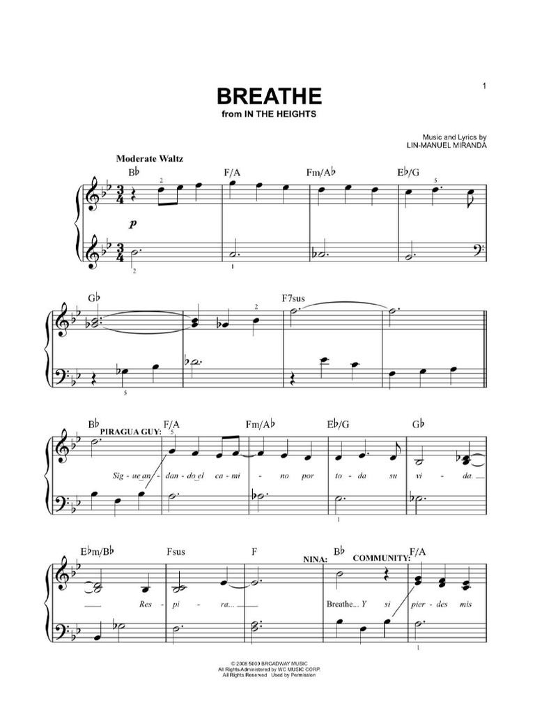 Partitura Breathe in The Heights PDF