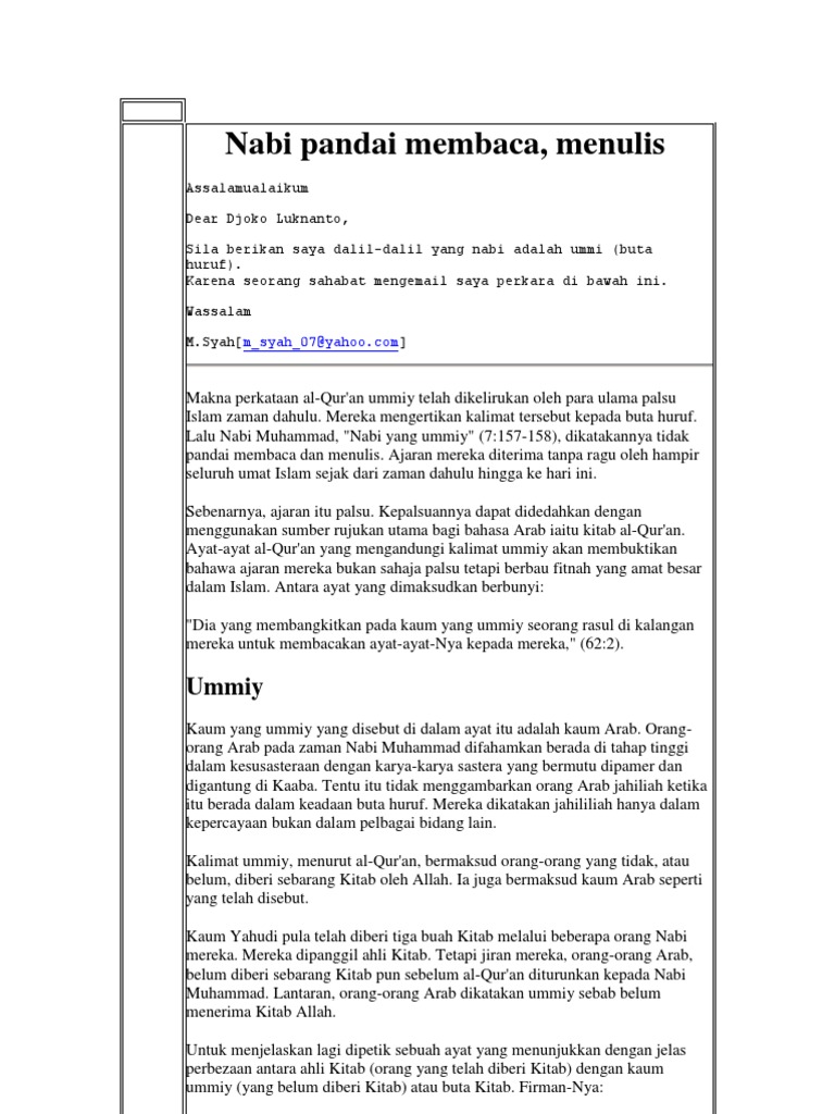 Nabi Pandai Membaca Pdf