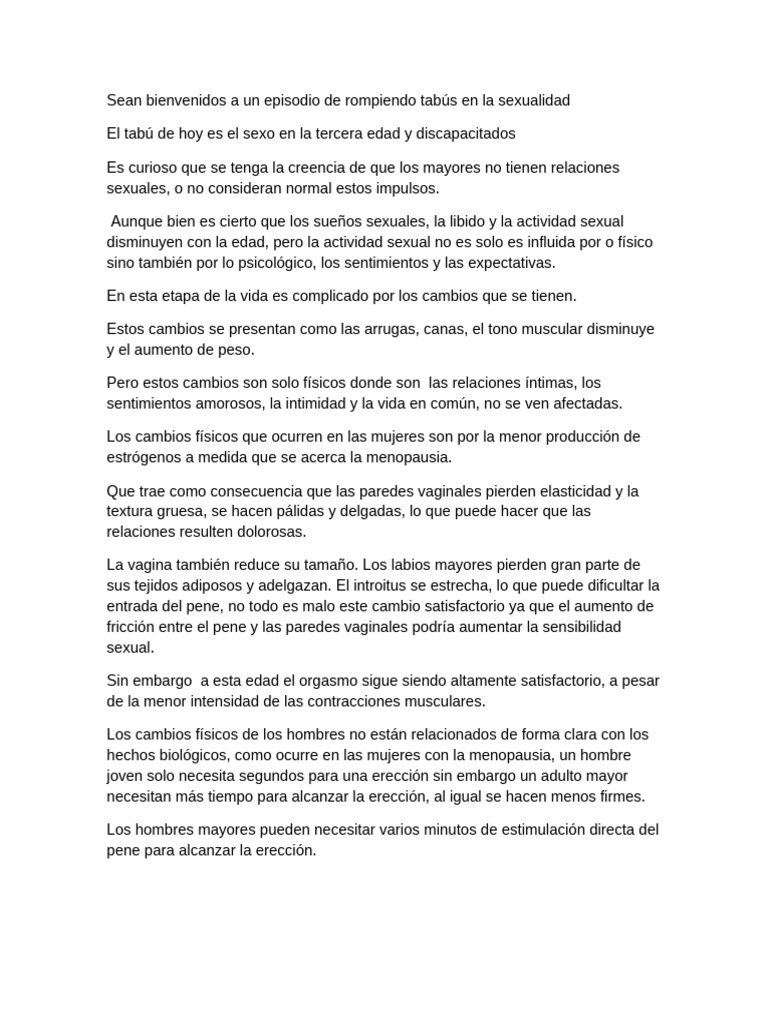 Sexualidad en la Tercera Edad y Discapacidad | PDF | Vejez | Estilo de vida