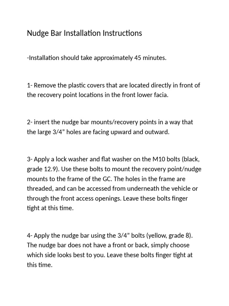 Nudge Bar Instructions | PDF