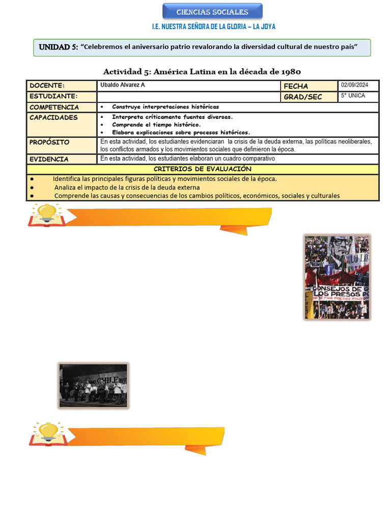 Ficha de Actividad CCSS 5 - Semana 5-2 | PDF