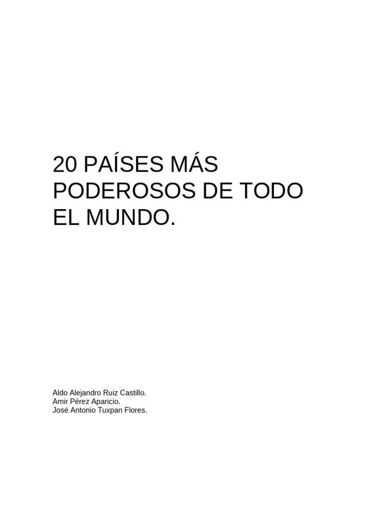 20 Países Más Poderosos de Todo El Mundo | PDF