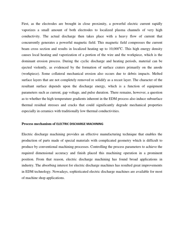 Process Mechanism of EDM Process | PDF | Machining | Electrical Breakdown