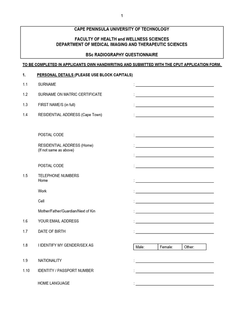 Mits Radiography Questionnaire1 | PDF
