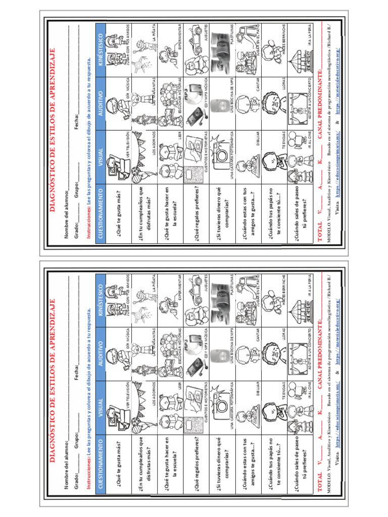 Test de Estilos de Aprendizaje Infantil | PDF
