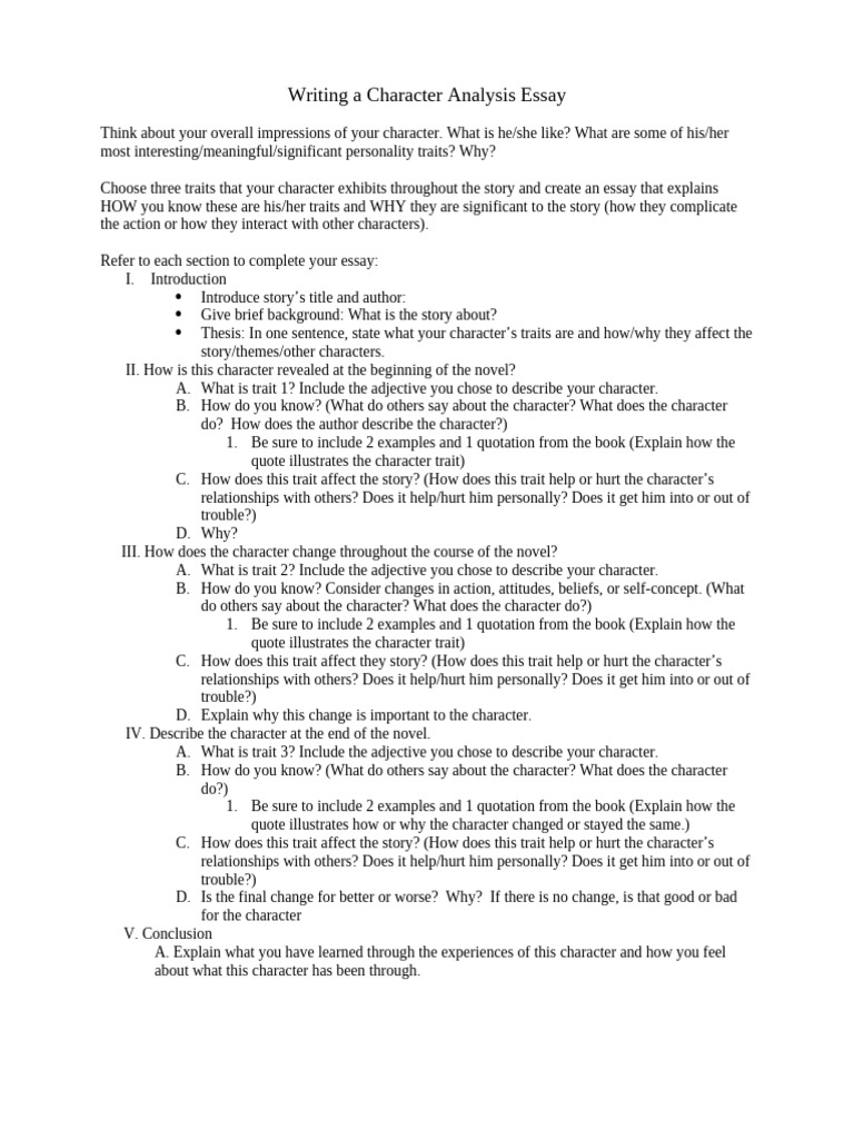 Character Analysis Worksheet | PDF